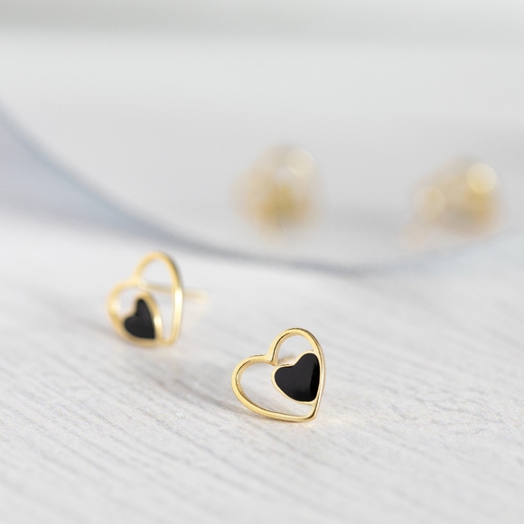 Petite Heart Studs - Only 4 left! - Picture 2 of 6